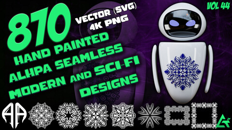 870 Hand Painted Alpha Modern and Sci-Fi Designs (MEGA Pack) - Vol 44