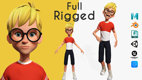 Cartoon Young Teen Child Rigged