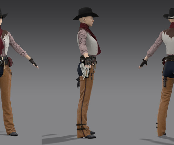 ArtStation - Cowgirl outfit 4. Marvelous Designer/Clo3d project + OBJ ...