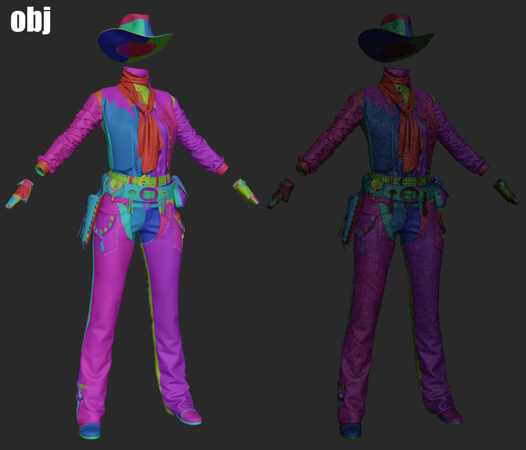 ArtStation - Cowgirl outfit 4. Marvelous Designer/Clo3d project + OBJ ...