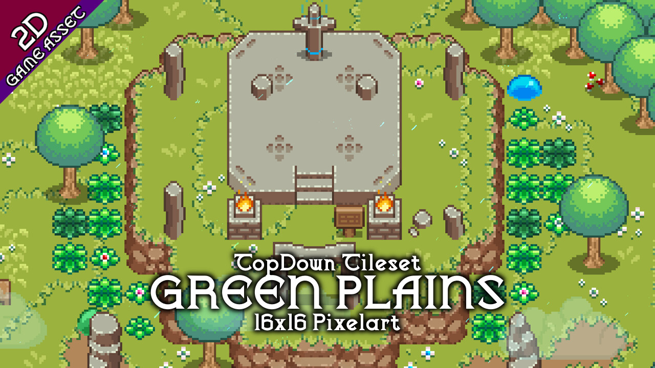 Elv Games - Green Plains 16x16 Pixelart Tileset