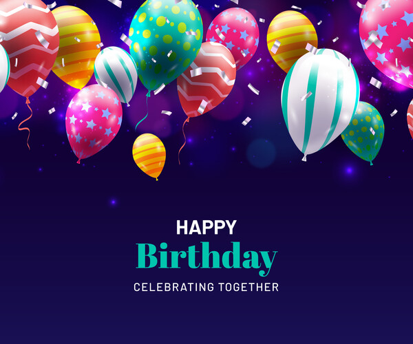 ArtStation - Happy Birthday, Holiday Invitation, Realistic Balloons ...