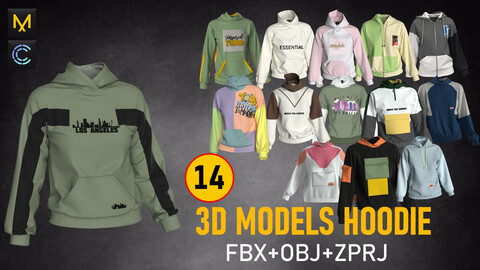 3D female Hoodie+ FBX+OBJ+ZPRJ+GARMENT