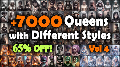 7000 Queen Characters with Different Styles Reference Pack | SUPER MEGA Bundle | 4K | v.4