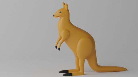 Cartoon Cute Kangaroo 1 3D model