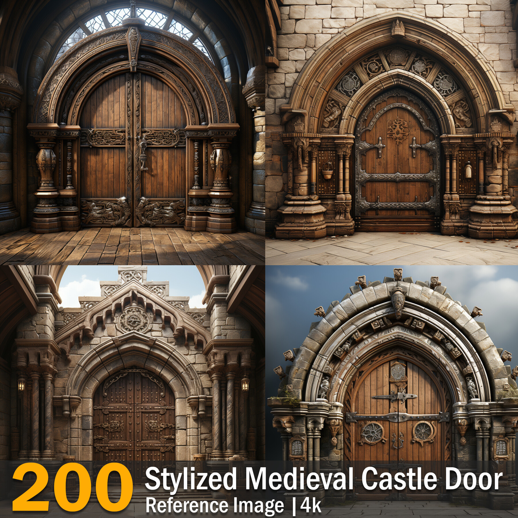 Artstation Stylized Medieval Castle Door Reference Images 4k