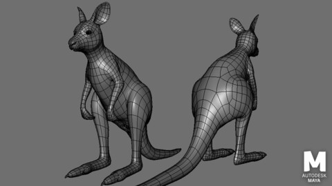 Kangaroo Baby BaseMesh - Topology + UV Map