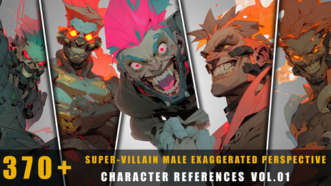 370+ Super-Villain Male Exaggerated Perspective - Character References Vol.01