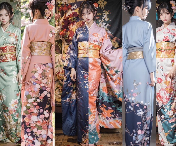 ArtStation - Flowered Japanese Traditional Kimono | Artworks