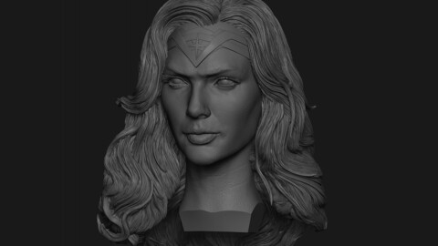 Wonder Woman Gal Gadot high quality head 3D model, ZTL and OBJ