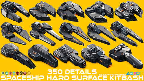 SPACESHIP Hard Surface KITBASH 350 DETAILS