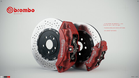 BREMBO BRAKE DISC & CALIPERS 3D MODEL & TEXTURES