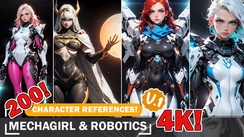 Mechanical Goddesses: 200 Mecha Girls & Robotics Style V1 | 4K Reference Images