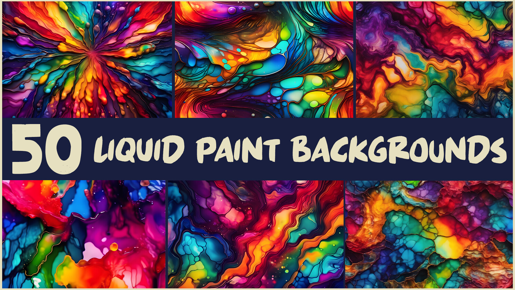 ArtStation - 50 Liquid Paint Backgrounds - Rainbow Colors Abstract ...