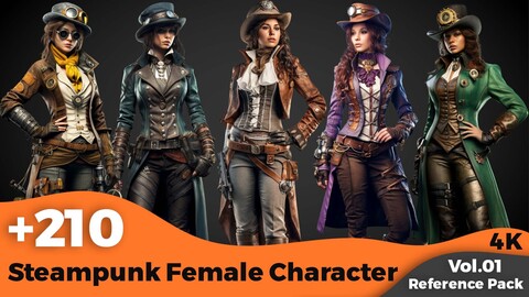 +210 Steampunk Female Character Concept (4k)