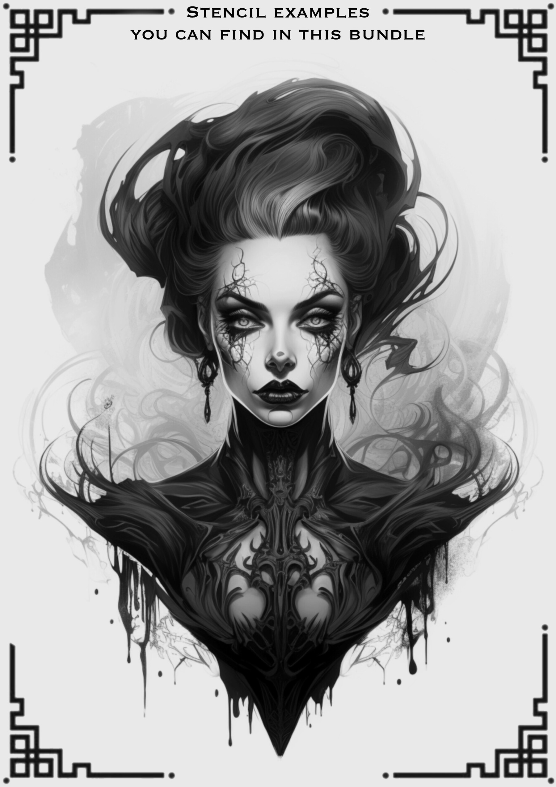 ArtStation - Apocalyptic Women's Procreate tarot cards, Procreate stamps, Tattoo stencil, Procreate flash, Tattoo flash, Outline tattoo