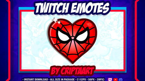 Twitch Emote | Spider Man | Mask Spider | Heart | Avengers | Cute | Comics