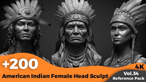 +200 American Indian Female Head Sculpt(4k)