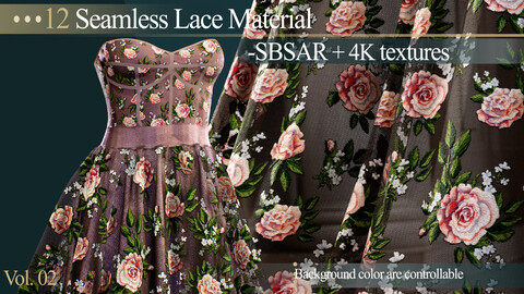 12 Seamless Lace Material (-SBSAR + 4K textures)