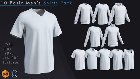 Basic Men's Shirt Pack - ZPRJ / OBJ / FBX