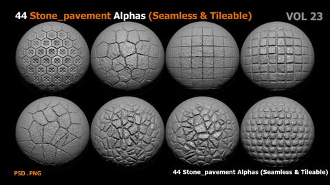 44 Stone_pavement Alphas (Seamless & Tileable)