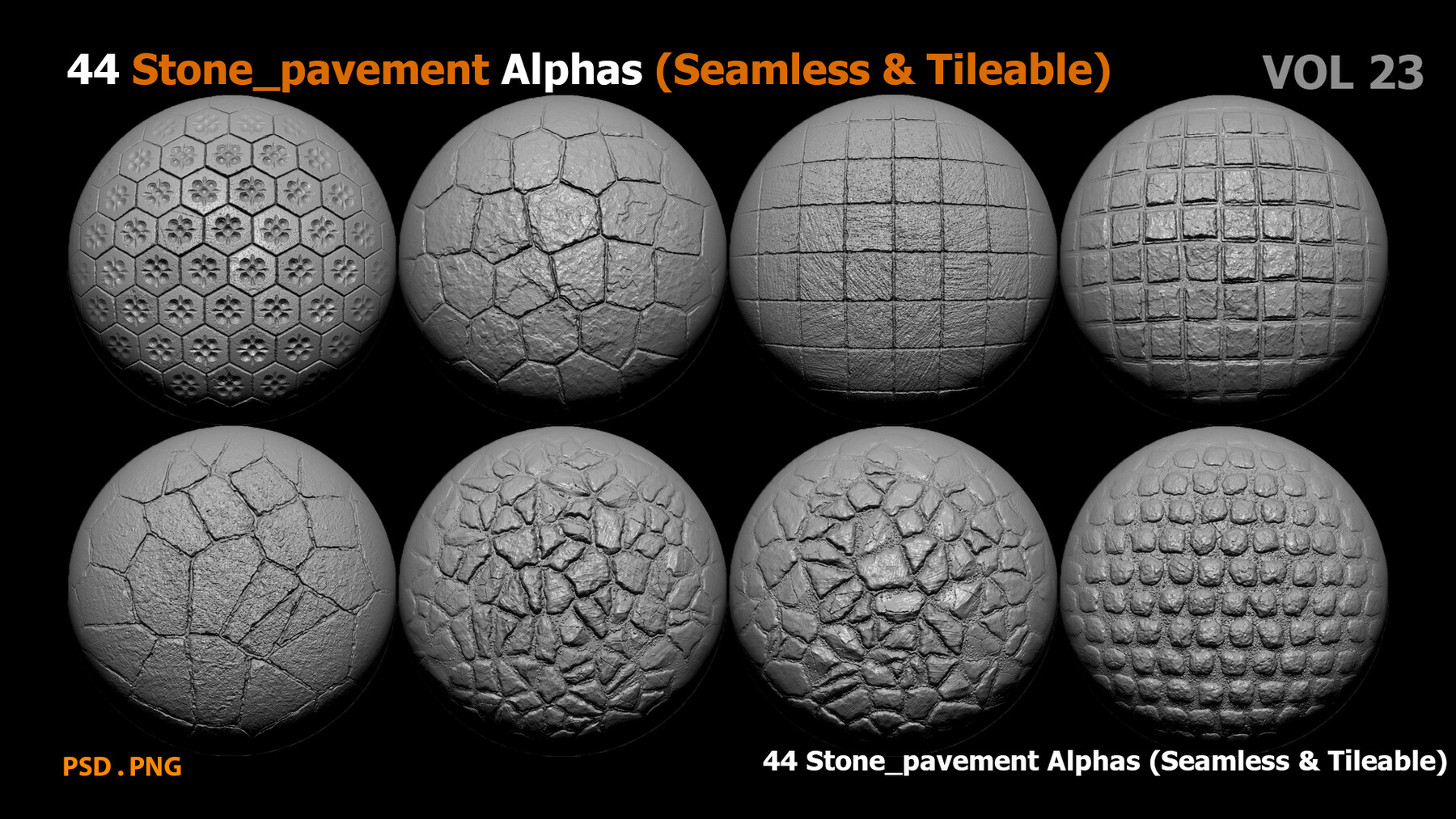 ArtStation - 44 Stone_pavement Alphas (Seamless & Tileable) | Brushes