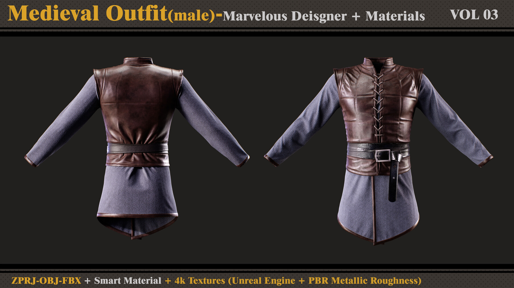 ArtStation - 5 Medieval Corsets/Marvelous Designer-OBJ-FBX-5 Smart  Materials-4K Textures(unreal + PBR)