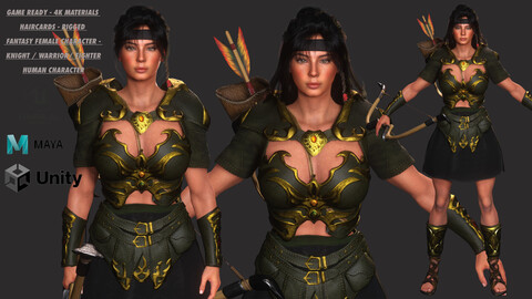 AAA 3D FANTASY FEMALE WARRIOR or KNIGHT ELORA - REALISTIC RIGGED GAME READY CHARACTER