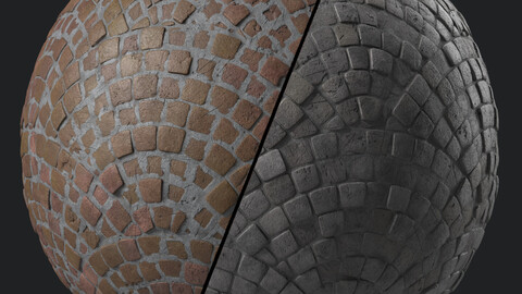 Pavement Materials 68- Stone Paving | Sbsar Pbr 4k Seamless