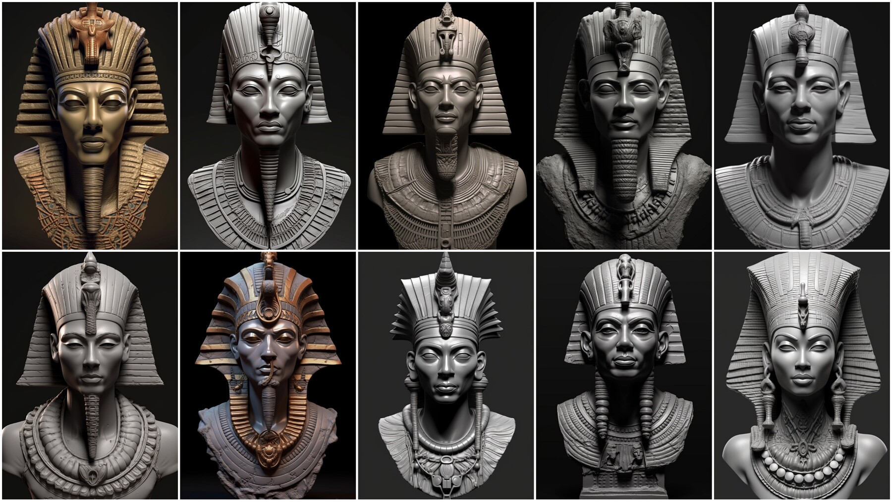 ArtStation - +200 Pharaoh Male Head Sculpt(4k) | Artworks