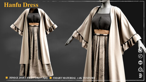 Hanfu Dress / /Marvelous Designer / 4k Textures/Smart material