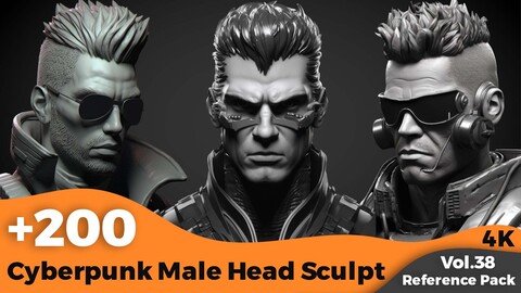 +200 Cyberpunk Male Head Sculpt(4k)