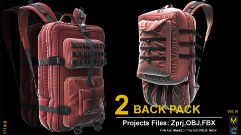 BACK PACK (CLO3D AND MARVELOUS DESIGNER) ZPRJ, OBJ, FBX