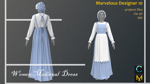 Medieval  Outfit_Women_Clo3d_Marvelous Designer Project