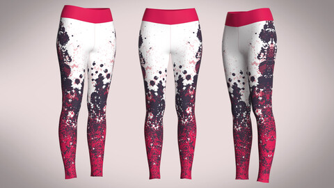 Girls Sports Leggings-Red Printed