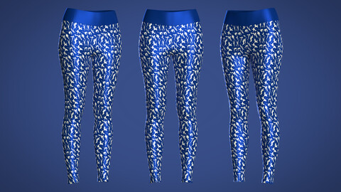 Girls Sports Leggings-Printed With Blue