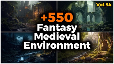 +550 Fantasy Medieval Environment Concept (4k) | Vol_34