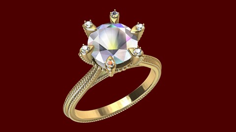 Cathedral Milligrain Ring 3d model