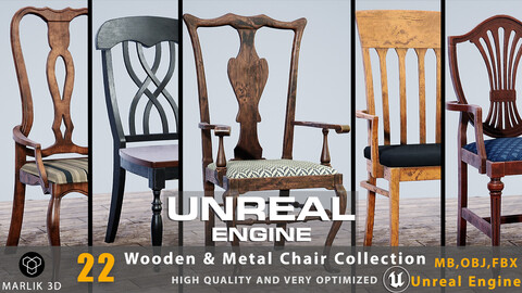 UNREAL ENGINE_22 Wooden & Metal Chair Collection