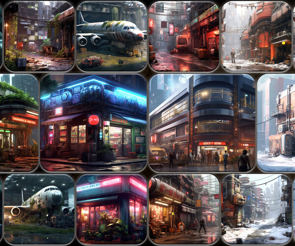 ArtStation - 210 Post-Cyberpunk - Exterior Reference Pack | 4K | v.70 ...