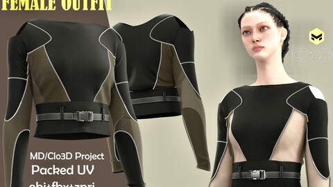 Female outfit/3d model/obj+fbx/clo3d/marvelous designer