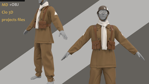 Polit Uniform_Male_For Zbrush Practice_Clo3d,MD