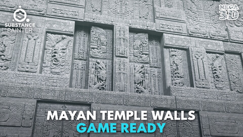 Low Poly Gray Mayan Temple Walls 230809