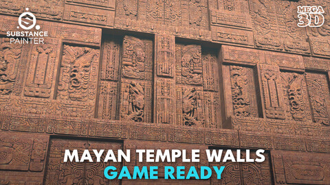 Low Poly Yellow Mayan Temple Walls 230809