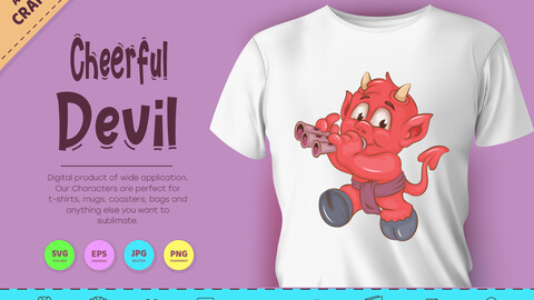 Cheerful little devil. Halloween mascot.