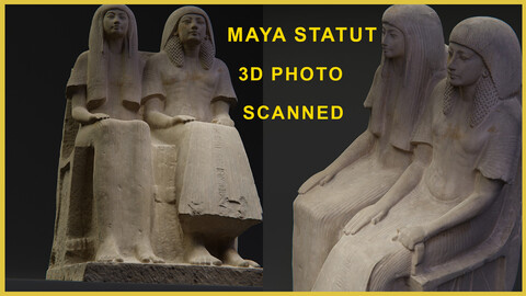 Photo-Scanned Realistic Maya and Aztec Statue (High Poly + Low Poly Model)