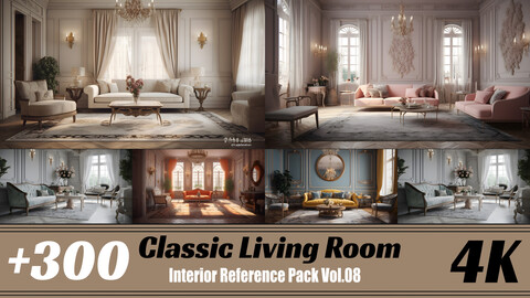 +300 Classic Living Room | 4K | Interior Reference Pack Vol.08