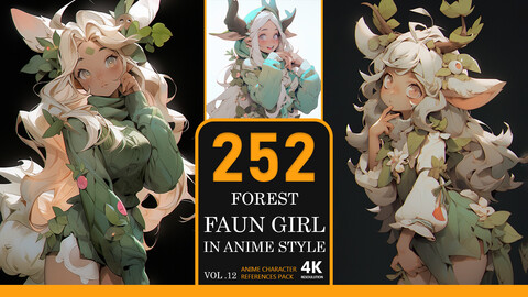 Forest Faun Girl in Anime Style Vol.12-4K|Anime Character References Pack