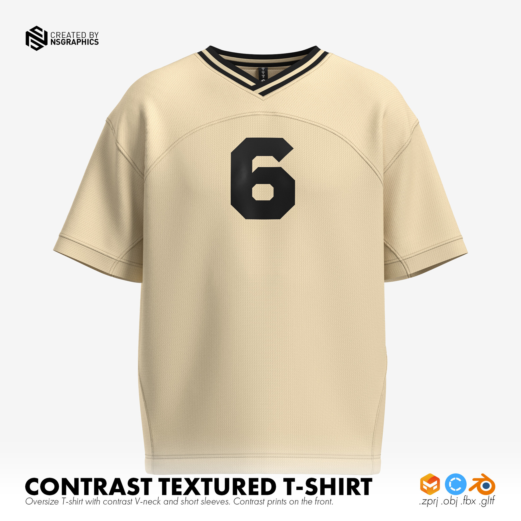 Contrast Textured T Shirt 3D Model