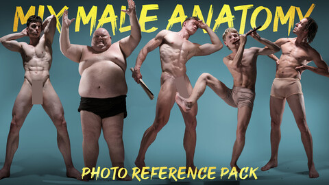 A Mix Male Anatomy- Photo Reference Pack For Artists 443 JPEGs noAI